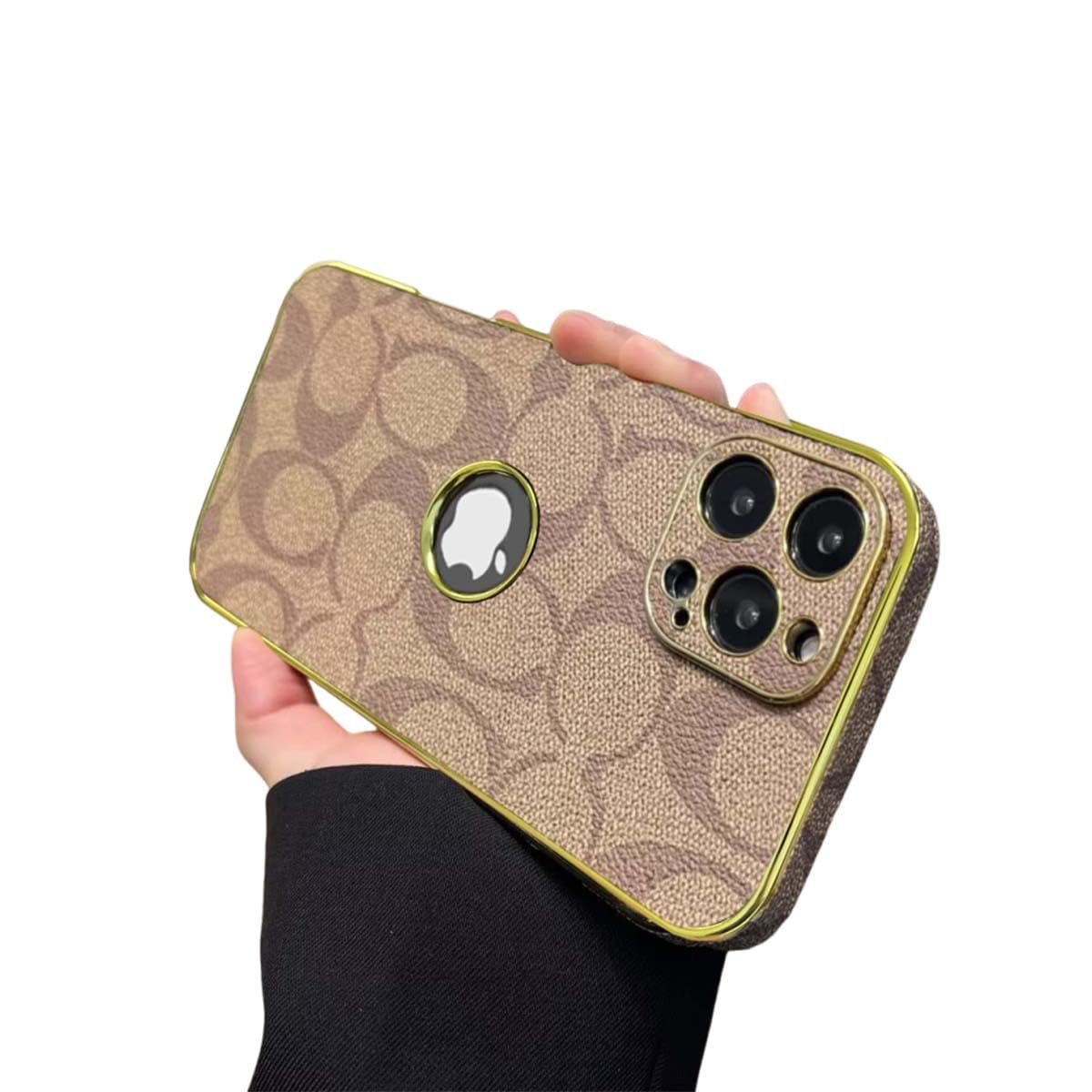 Photo 1 of ADTGYAUS Compatible with iPhone 16 Pro Max Case with Logo View, Luxury Elegant Full Protection Slim Shockproof Leather Case with Camera Lens Protector Phone Cover for iPhone 16 Pro Max Khaki