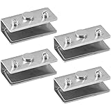 uxcell Glass Clamp Stainless Steel Glass Clip Adjustable Bracket Holder with Gasket for 8-10mm Thickness Glass, 4 Pcs