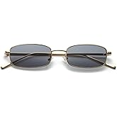 FEISEDY Vintage Small Rectangle Sunglasses Women Men Retro Trendy Square Metal Frame Sun Glasses B2295