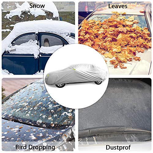 Acelane Car Covers Sedan Cover Outdoor Indoor Storage All Weather Vehicle Cover All Season UV Protection Waterproof Windproof Snowproof Dustproof Full Car Covers 6 Layers Universal Fit Up to 209''/244