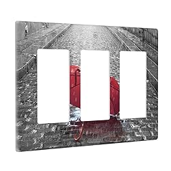 Red Umbrella Paris Tower Triple Rocker Light Switch