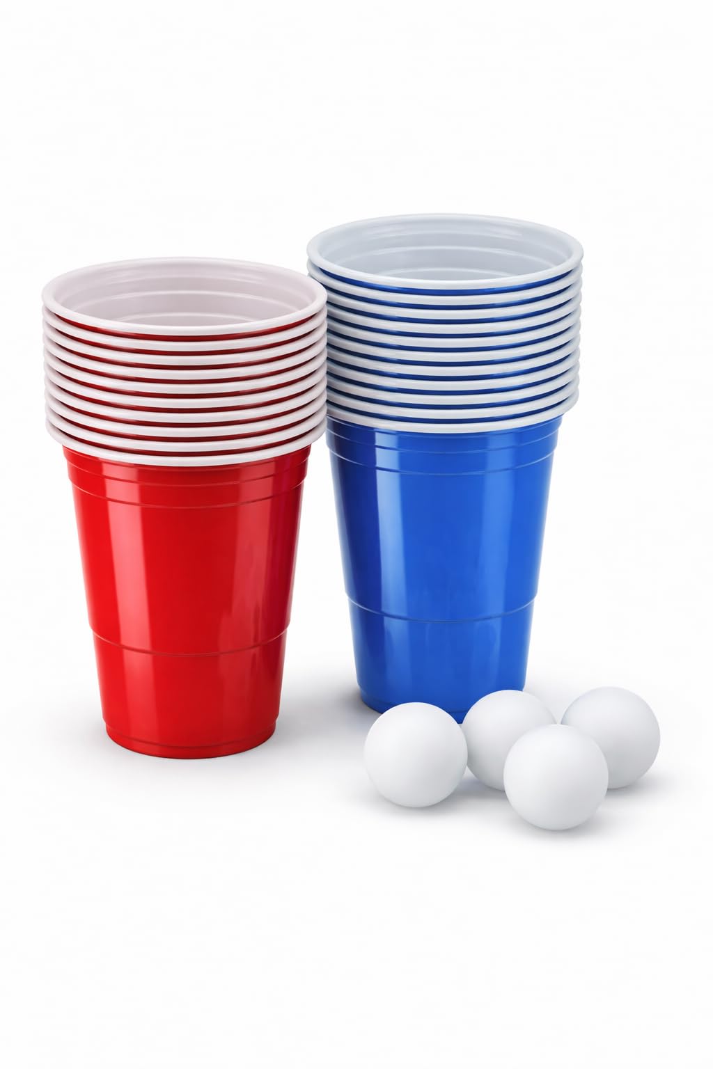 Storm&Lighthouse 24 Piece Set Beer Pong Game Blue and Red Plastic Cups Pong Game 16oz Cup Bar Games for Students Parties Stag Do Summer Fun Hen Party