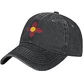Flag of New Mexico Baseball Hat Adjustable Classic Vintage Distressed Denim Baseball Cap for Men Women Black