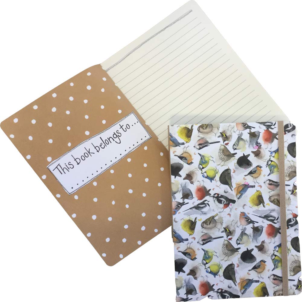 ALEX CLARK Birds Large Chunky Notebook - Soft Back Cover - Elastic Closure Journal - Lined Pages