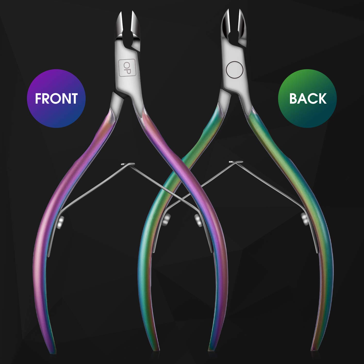 Cuticle Trimmer Cuticle Nippers Clippers Stainless Steel Hangnail Remover Extremely Sharp Cutter Pedicure Manicure Tool, opove X7 Rainbow Gradient: Home Improvement