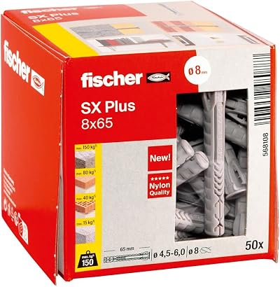 fischer SX Plus Expansion Wall Plug 8mm x 65mm Pack of 50