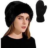 3 Pieces Faux Fur Bucket Hat Set Women, Winter Fluffy Fisherman Plush Warm Hats Warmer Bucket Hat Sherpa Lined Mittens Glove