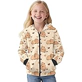 Suhoaziia Girls Zip Up Hoodies Long Sleeve Fleece Sweatshirt Cute Sportswear Tops Loose Warm Jacket with Pockets Age 6-16