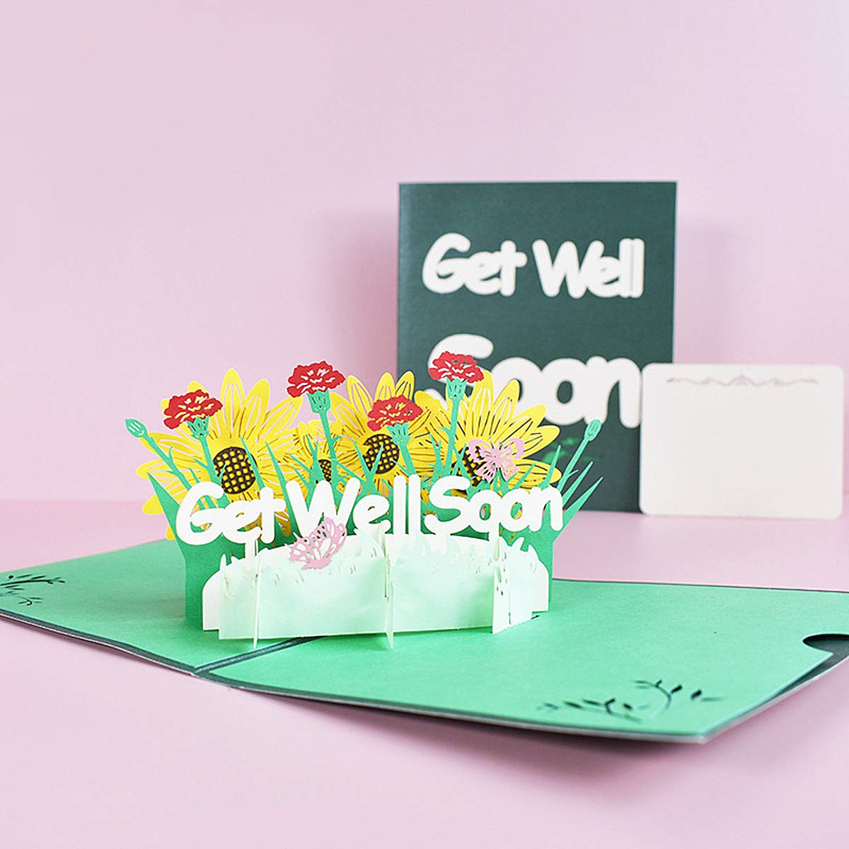 3D Sympathy Card, Pop Up Condolence card,Get Well Soon, Greeting Card with Envelope