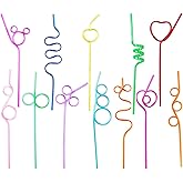 Crazy Straws, Reusable Plastic Loop Curly Fun Straws for Classroom Activities, Valentine’s Day Gift, Christmas Birthday Party Supplies Decoration (24 Pcs)