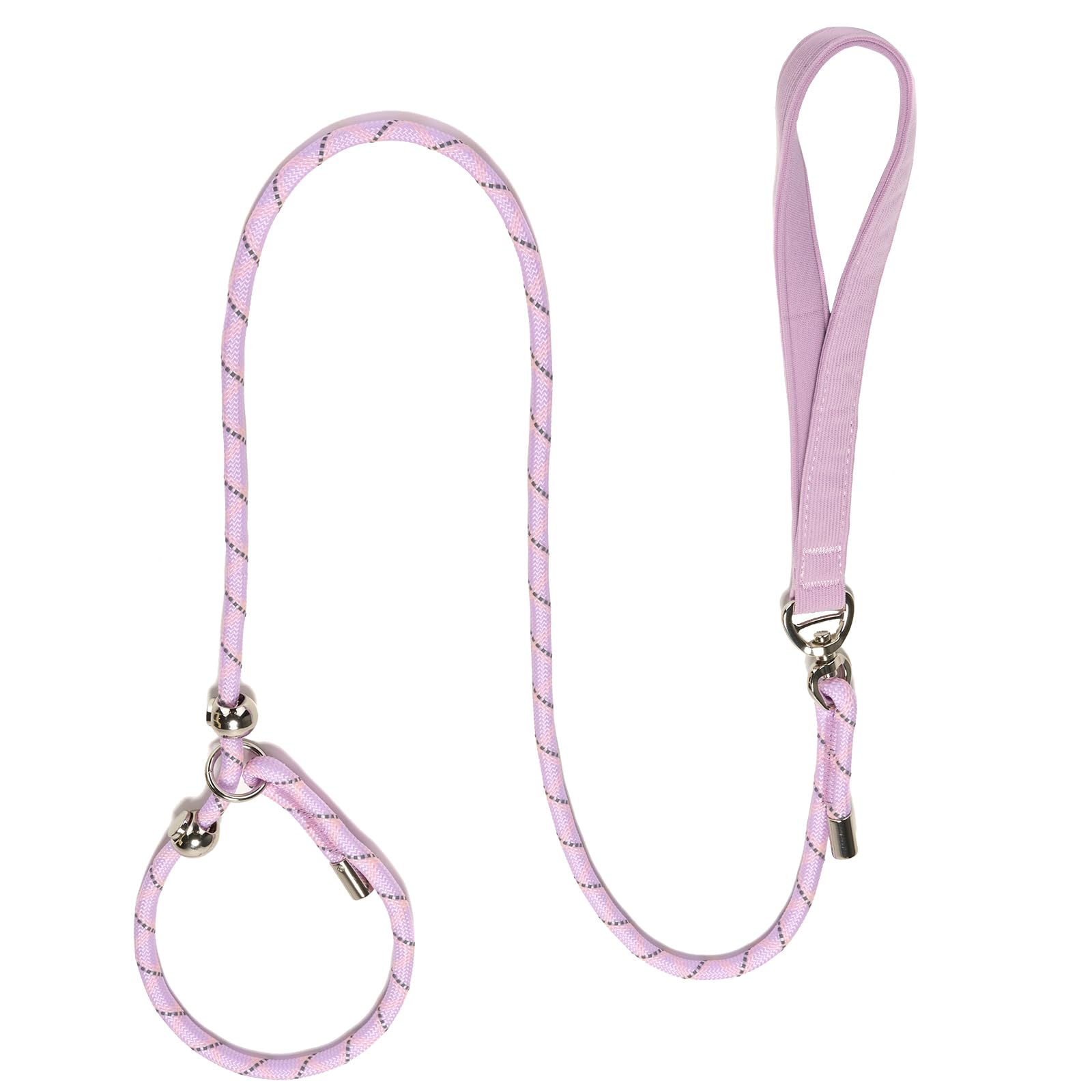 YUDOTE Slip Rope Lead for Small Dogs,Reflective No Pull Slip-on Leash with Stoppers and Soft Handle,8mm Tangle-free thin Lead for Puppies Walking and Training, Purple