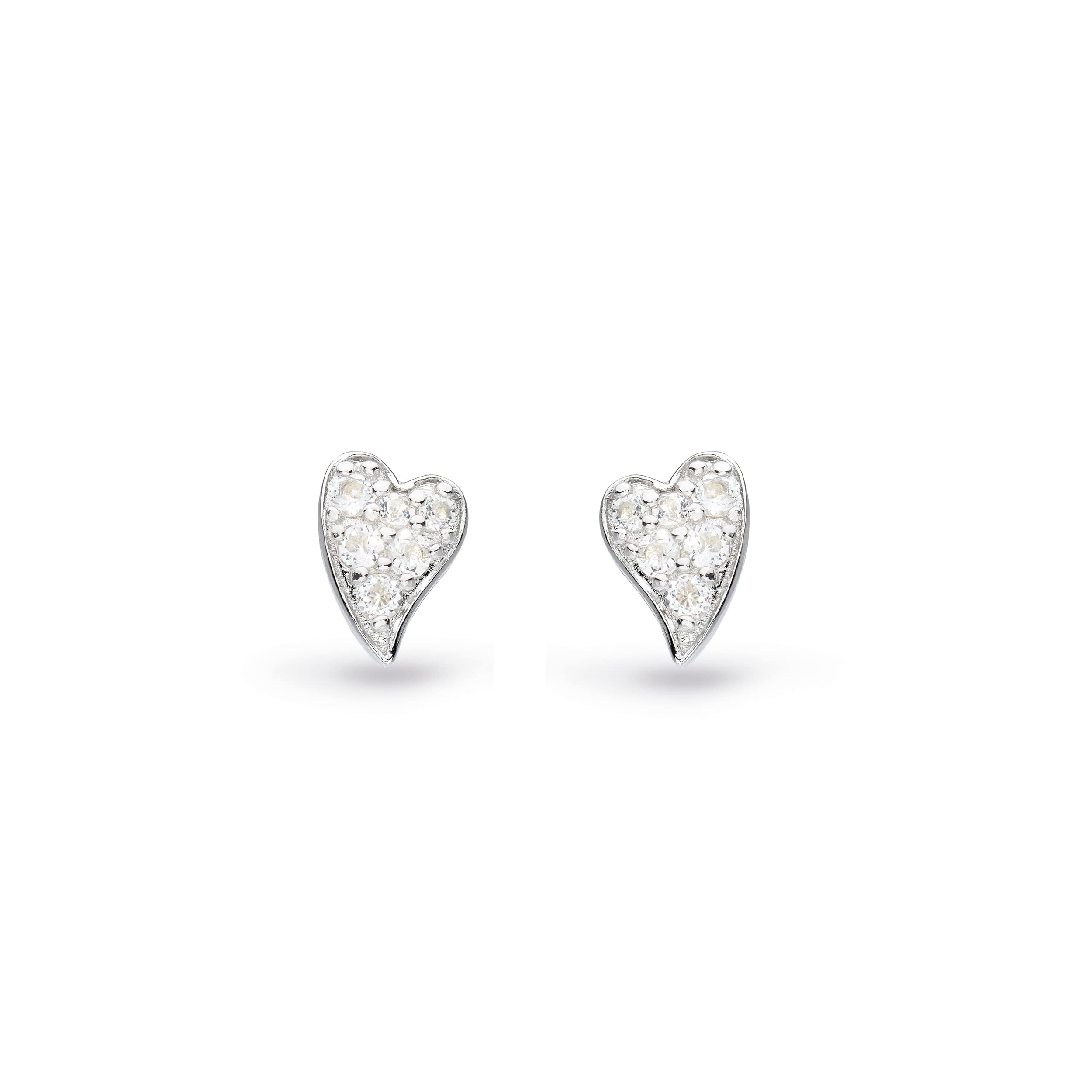 Kit Heath Desire Cherish Precious Pavé Heart Stud Earrings - Sterling Silver with Pavé Detailing, Timeless Heart Design, Perfect for Adding a Touch of Sparkle to Your Style