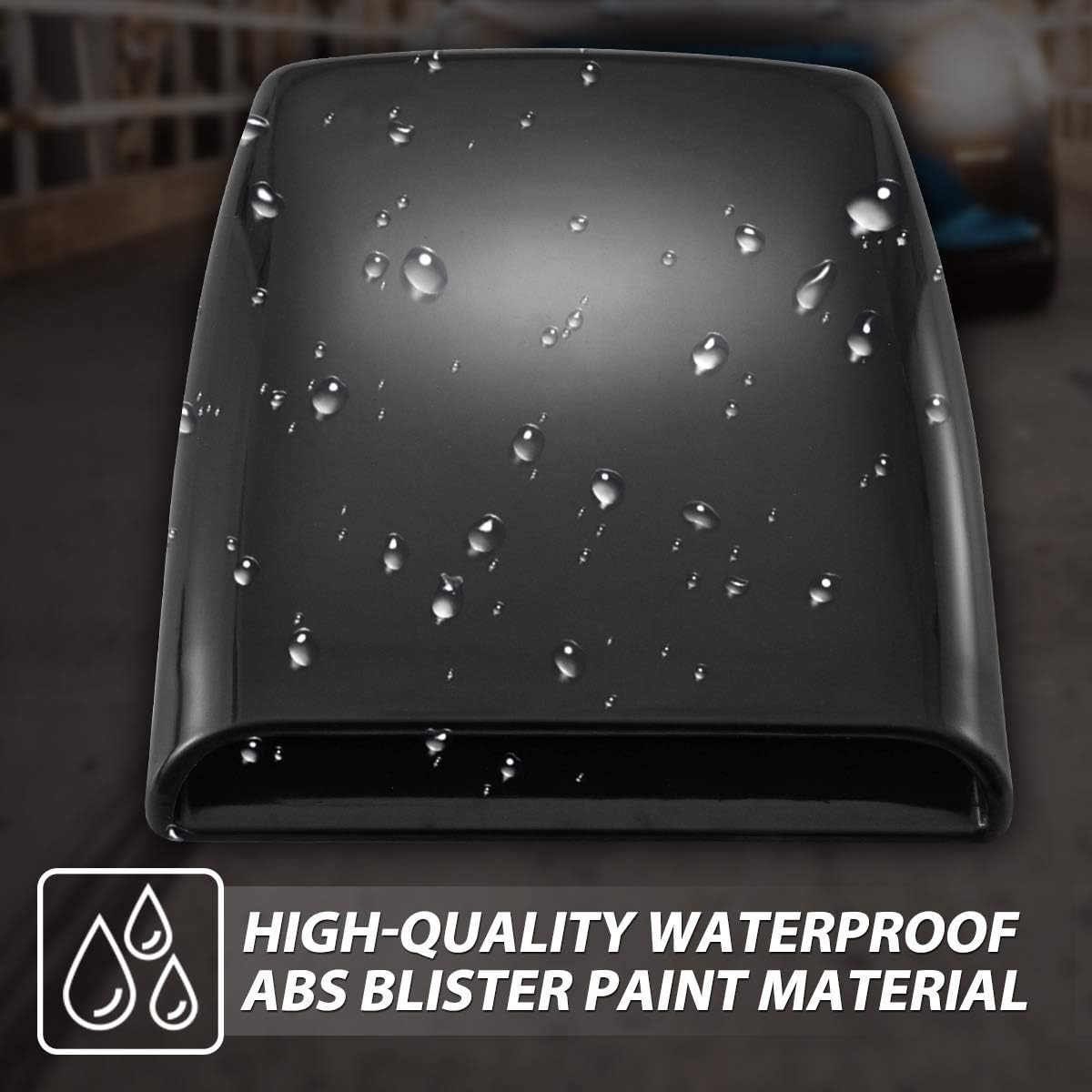 KATUR Universal Car Decorative Air Flow Intake Hood Scoop Vent Turbo Bonnet Cover Black - Image 4