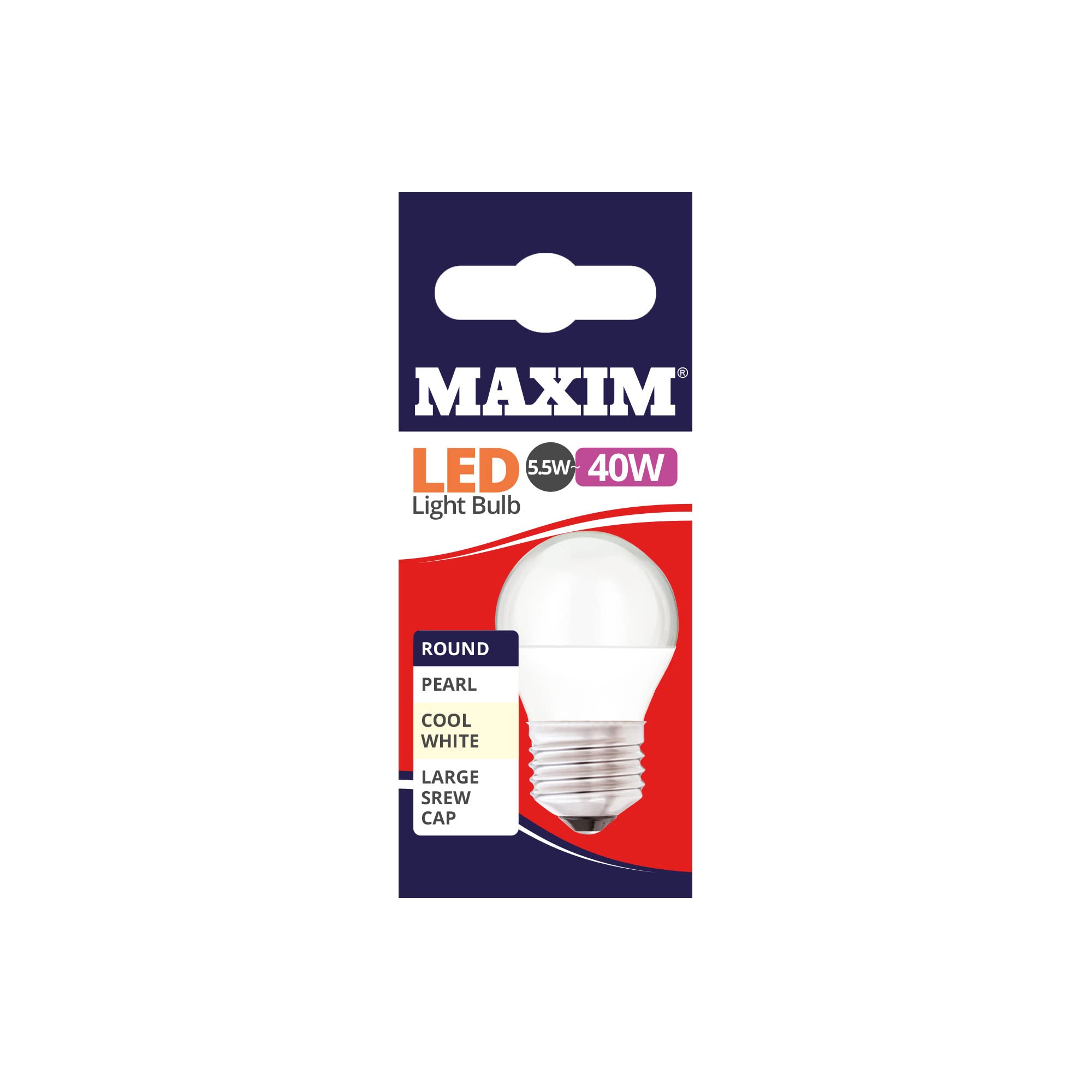 Maxim LED Bulbs [Pack of 10] Type: Round (Cool White) 6Watts (40Watts) / Pearl Finish / 25 000 Hours/Energy Saving Multipack 40MLRE27C5X10 — image 1