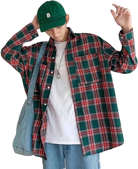 Amazon Mlboss チェックシャツ メンズ 長袖 ネルシャツ ゆったり カジュアル ギンガムシャツ おしゃれ ロング シャツ ワイシャツ チェック柄 ポケット メンズシャツ 韓国 秋 春 シャツ 通販