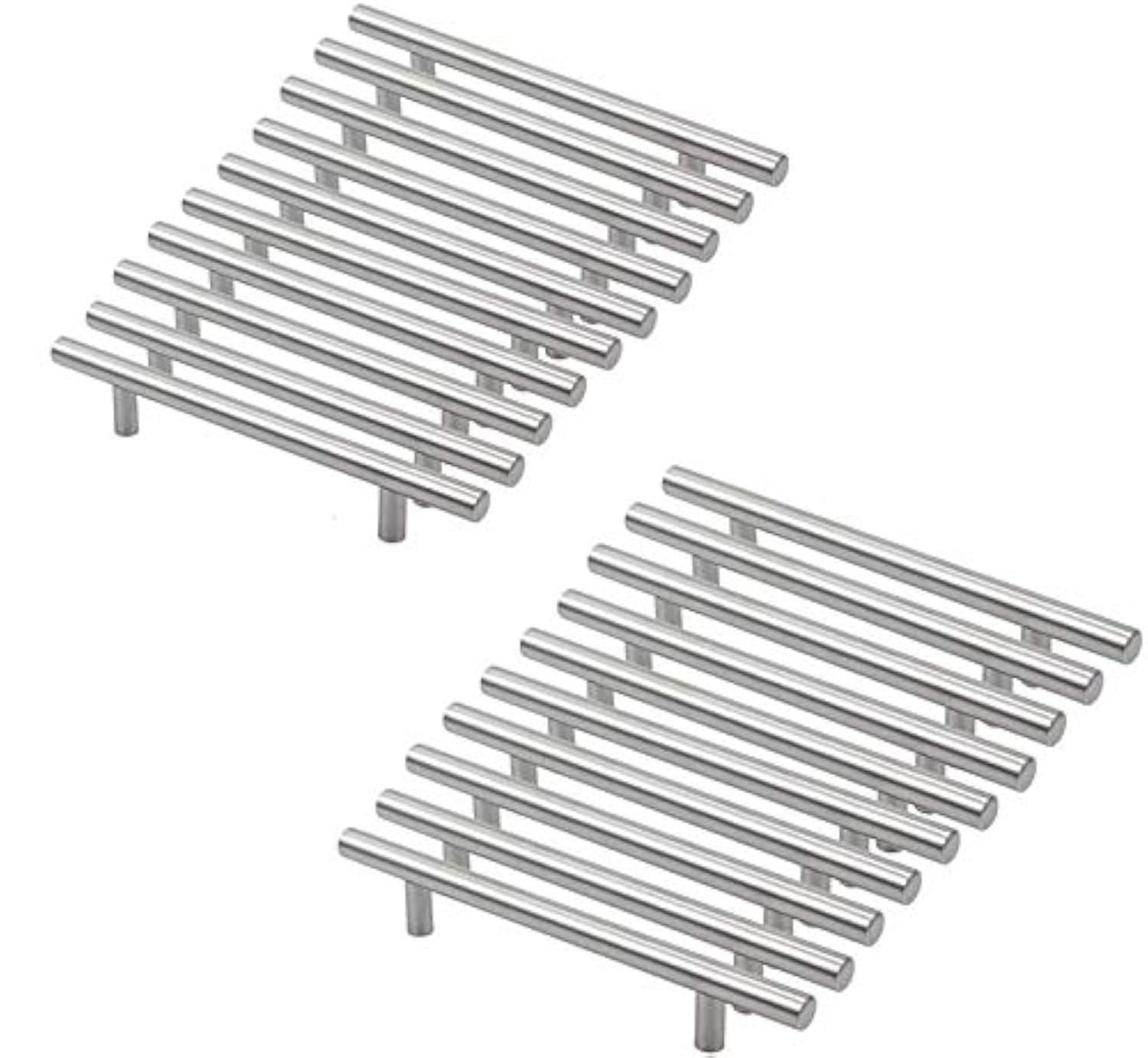 MARGUERASW 20 x Brushed Steel Kitchen Cabinet Handles T-Bar Bar Kitchen Door Handles Stainless Steel, Diameter 12mm (Hole Centres: 128 mm)