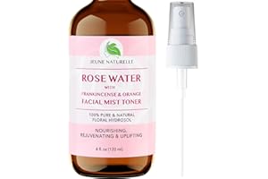 JEUNE NATURELLE Rose Water Spray for Face - 100% Pure Rose Water with Frankincense & Blood Orange Facial Mist Toner, Alcohol Free, Dye Free, High Concentration Body Mist & Face Mist - Steam Distillation, 4 oz