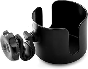 BodyHealt Adjustable Cup Holder - Black - for Any Kind of Strollers, Walkers, Wheelchairs, Rollator & Knee Scooters Universal Drinking Cup Holder, Bottle Holder, No Screws Required
