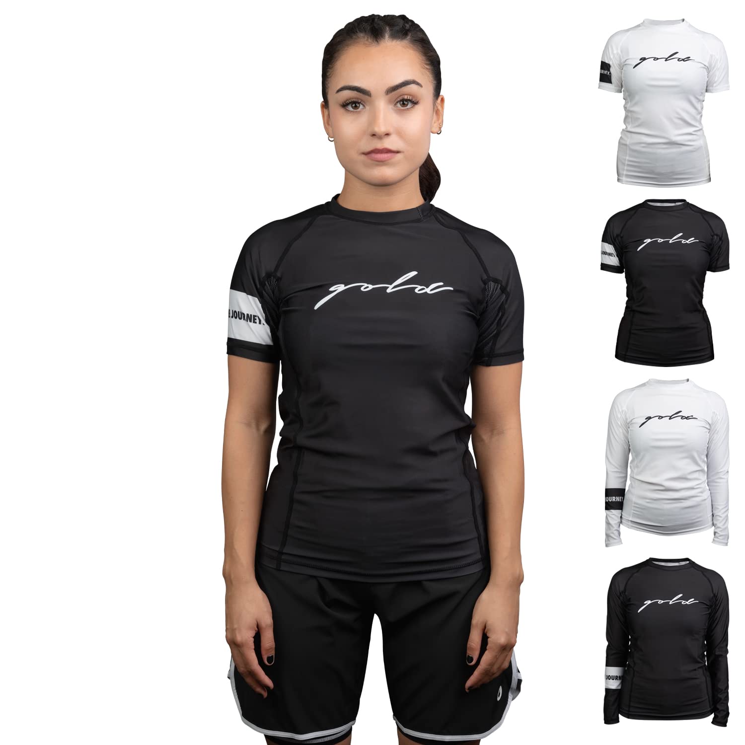 Photo 1 of Gold BJJ Foundation Women's Rash Guard - No-Gi and Gi Jiu Jitsu Rashguard for Women (Short Sleeve, Black, S)
