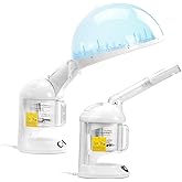 VEVOR Hair Steamer, 2 in 1 UV Ozone Hair & Facial Steamer with Detachable Bonnet Hood, Nano Ionic Face Steamer with 360° Rotatable Sprayer for Deep Conditioning, Perfect for Salon Spa Home Beauty