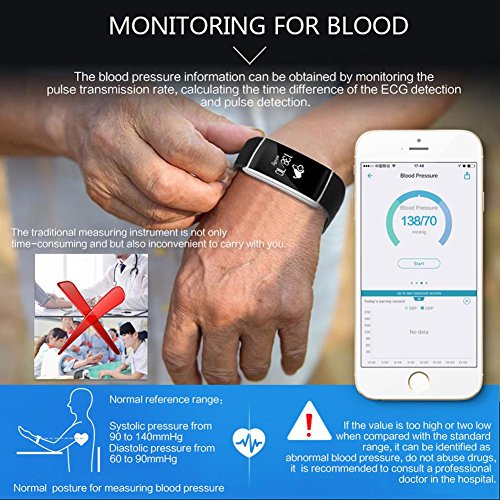 L@YC Tracker Smart Pedometer Bluetooth 4.0 Smart Watch Waterproof Fitness Wristband Dynamic Heart Rate Blood Pressure Test, Gold