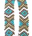 Wigspedia Native American Pattern Handmade Elastic Stretch Seed Bead Hair Accessories (Turquoise White Bronze Diamonds)