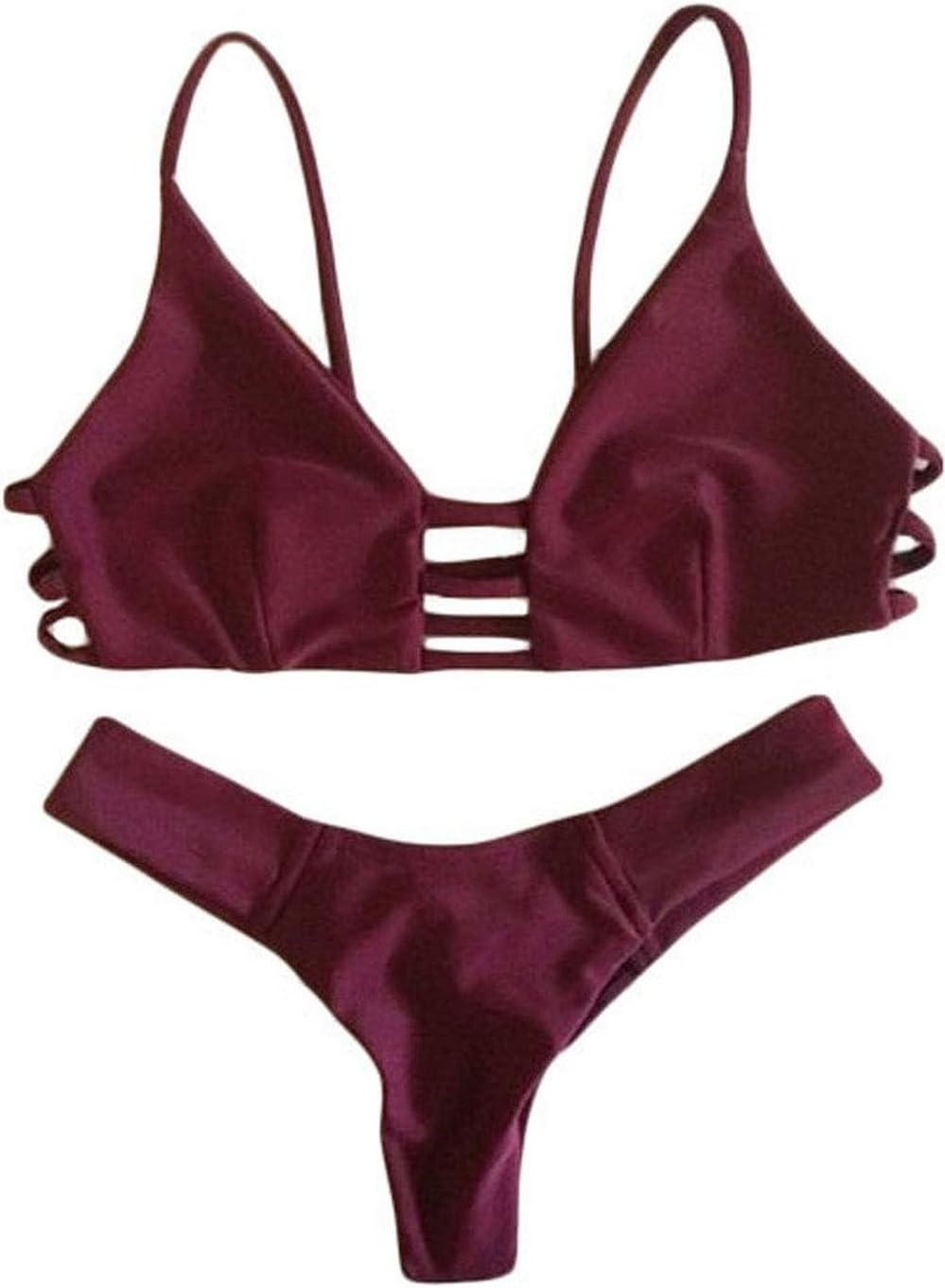 JIANLANPTT Purple Color Braided Criss Cross Strappy Brazilian Bikini for Women