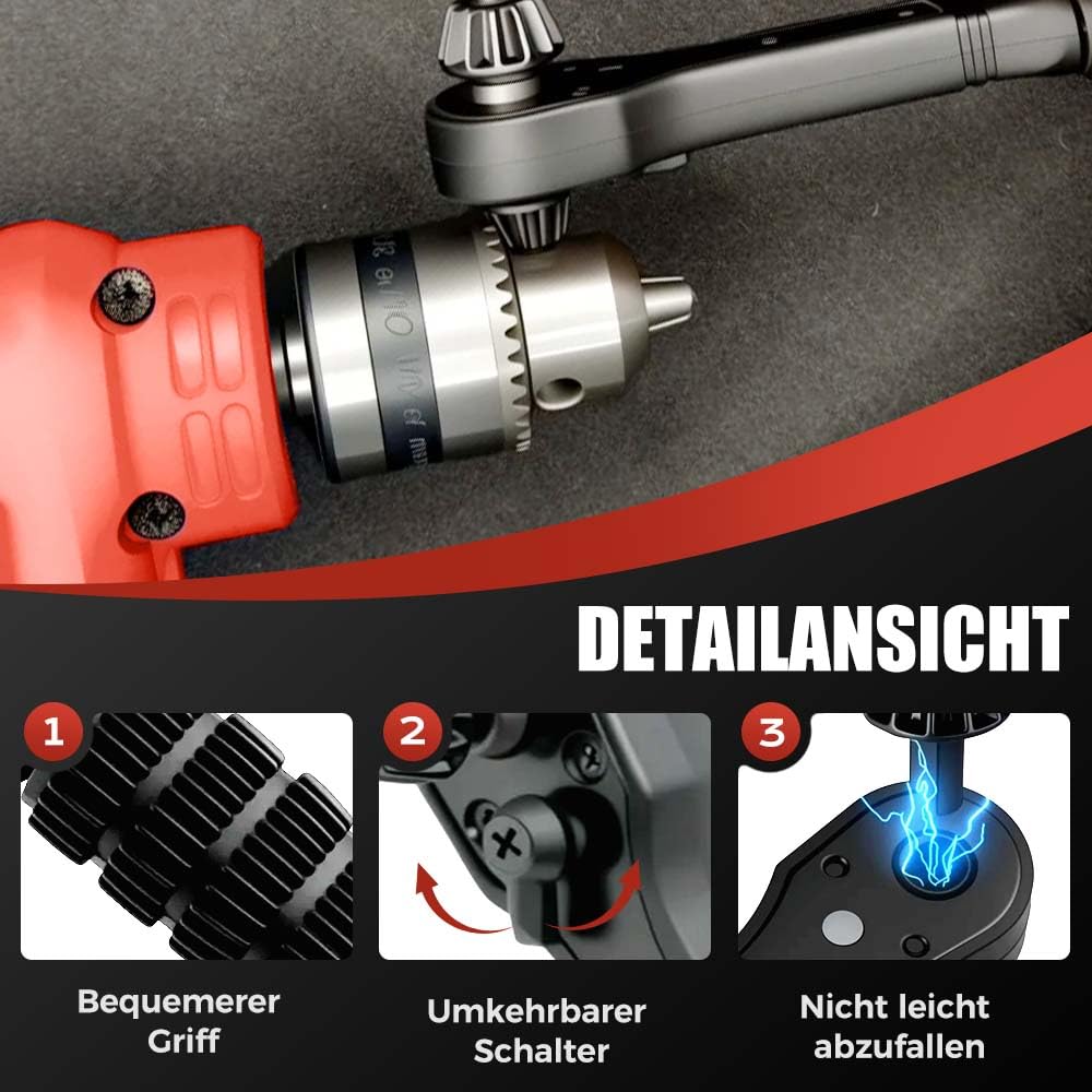 2 In 1 Ratsche, 12,7mm 17,5mm Doppelkopf Spannfutterschlüssel Ratschenschlüssel, Bohrfutterschlüssel Universal Bohrer Spannwerkzeug für Bohrhämmer, Schlagbohrmaschinen, Bohren Spannen (1Pcs) 3