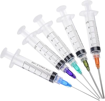 SKYPRO 5ml Syringes 5 Pack Luer Lock Blunt Needle Tips Plastic Dispenser