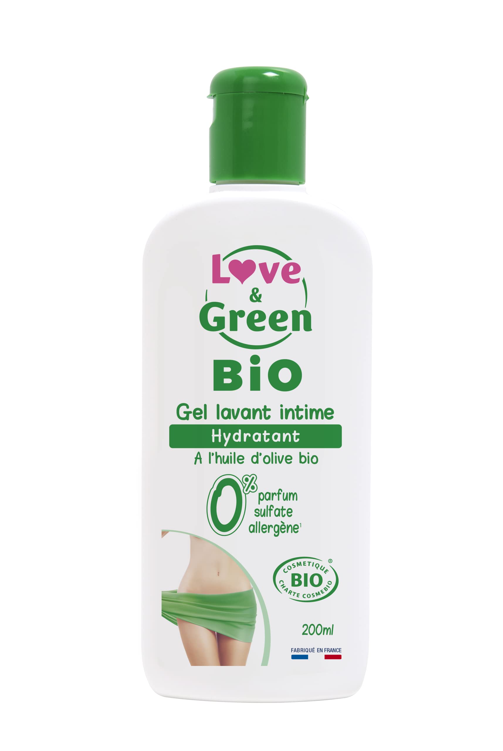 Love & Green - Organic Intimate Moisturising Washing Gel 200 ml - Made in France