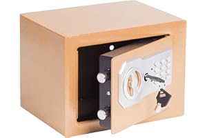 Yuanshikj 0.2 Cubic Feet Electronic Keypad Security Safe Lock Box Steel Digital Deposit for Home Office Hotel Business Cash Jewelry Storage (LIGHT GOLD, 0.2 CF)