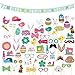60 Pack Easter Photo Booth Props Kit - Booth Props and Banner - Party Backdrop Decorations, Selfie Props, Photo Booth Accessories, Party Supplies, Assorted Designs