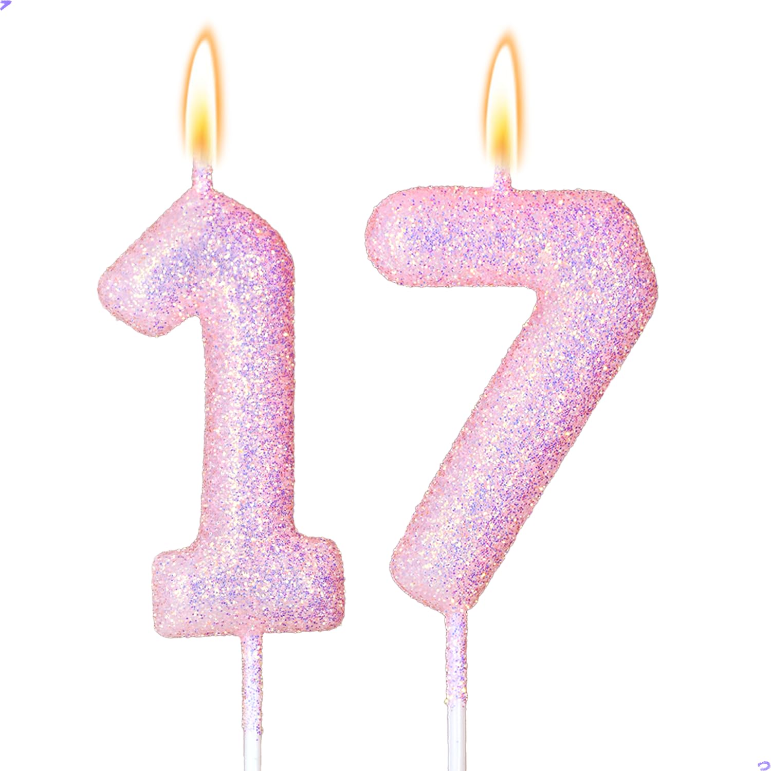 Photo 1 of 17 Candles 17th Birthday Decorations for Girls, Pink 17 Candle for Birthday Cake, 17 Cake Topper for 17 Year Old Girl Birthday Party Decorations Cake Decor Party Supplies Favors(Number 17 Candle)