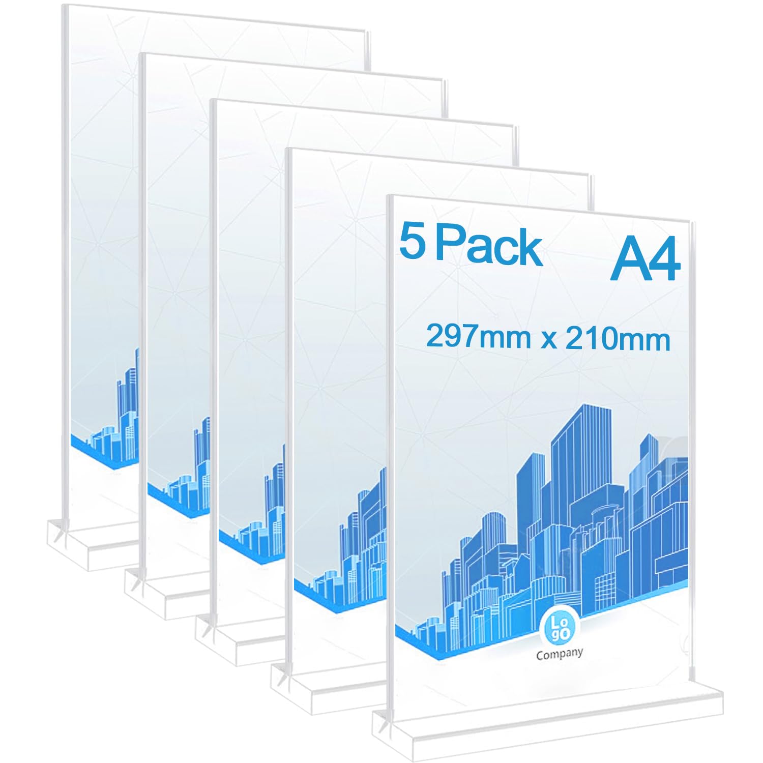 LOSYHU 5Pcs Acrylic Sign Holder A4 Plastic Display Stands T Shape A4 Perspex Poster Menu Holder Clear Poster Picture Frame for Promotion, Exhibition, Picture, Menu and Wedding