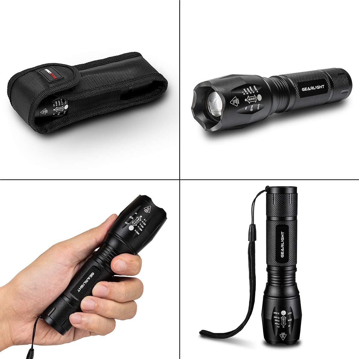 GearLight LED Tactical Flashlight S1000 [2 PACK] - High Lumen, Zoomable, 5 Modes, Water Resistant, Handheld Light - Best Camping, Outdoor, Emergency, Everyday Flashlights - - 