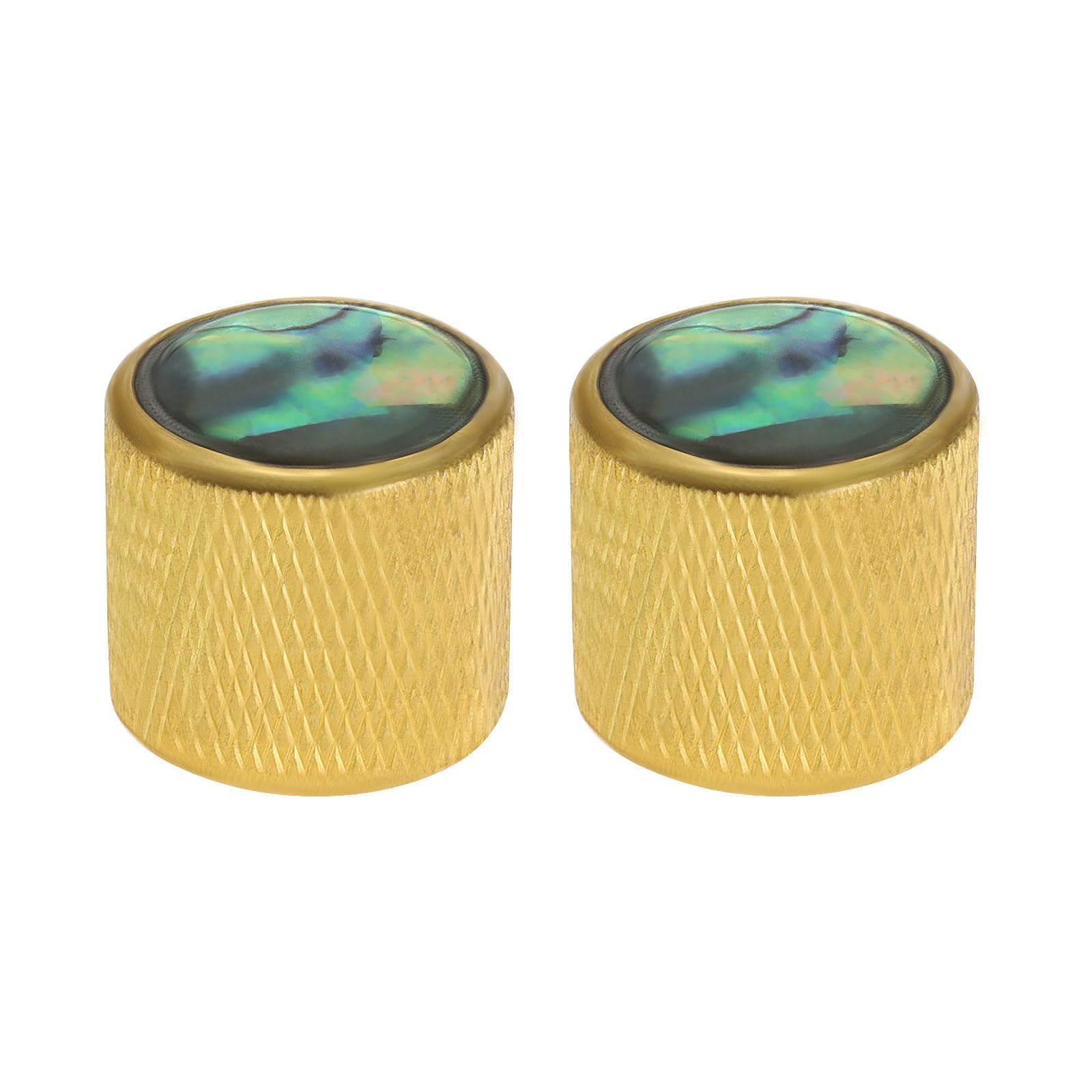 SG Store 2Pcs Metal Metric Size Abalone Top Dome Knobs Guitar Knobs Bass Knob for Tele Telecaster Electric Guitar Or Bass 19.7x20x6mm, Gold