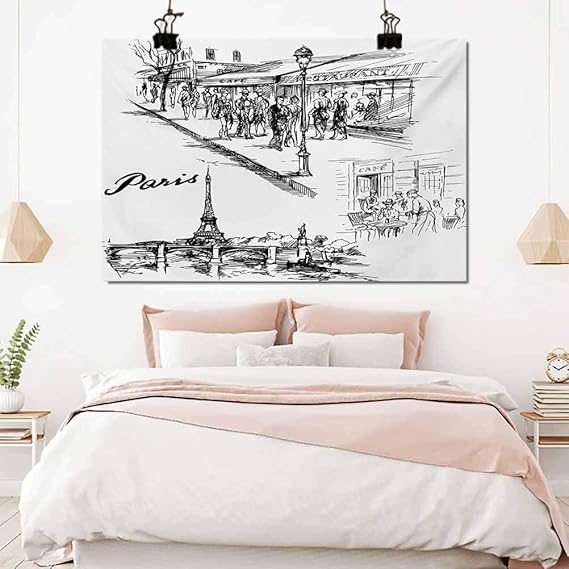 Amazon.com: Eiffel Tower Bathroom Wall Decor Paris Sketch Style Cafe