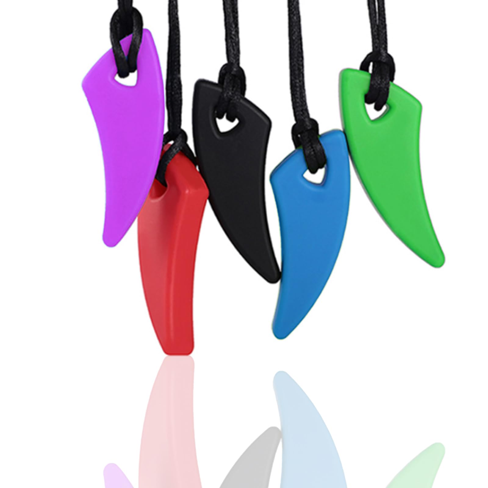 FITULABO Sensory Chew Necklace, 5 Pack Anxiety Relief Silicone Chewy Buddy Toys for Autistic Children, Oral Motor, Autism ADHD SPD (Teeth Shape)