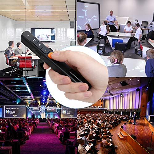 KTPYRP Wireless Presenter, Hyperlink Presentation Clicker Remote Control Pointer with Clip and USB Receiver for Presentation Teaching and Meeting (Black)