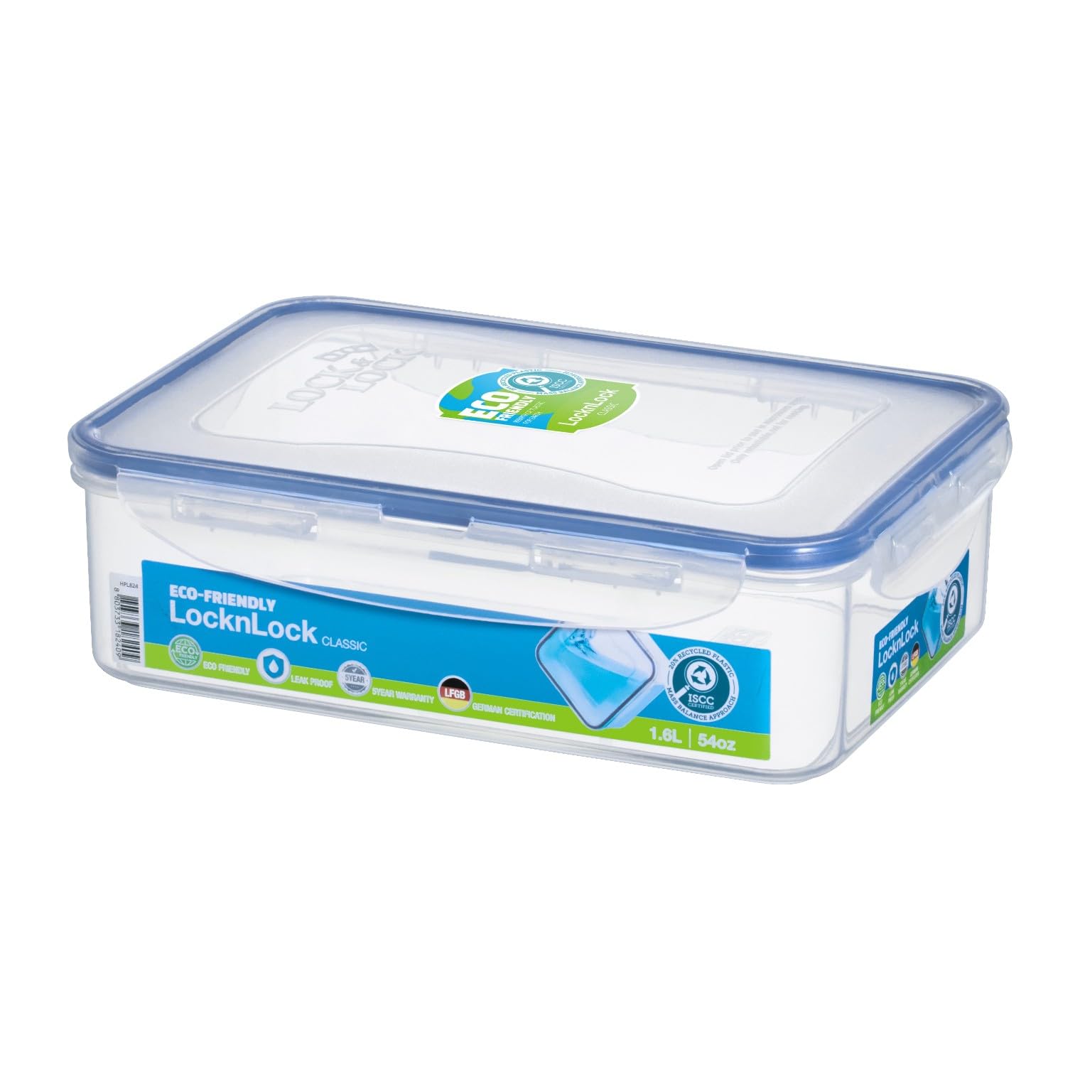 Lock & Lock HPL824 Rectangular Storage Container - Clear/Blue, 1.6 L โ image 1
