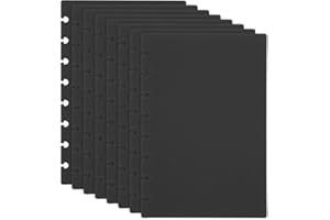 PATIKIL 4 Pair Discbound Notebook Cover, 5.75" x 8.74" Junior Size PP Disc Planner Cover for Arc Notebook Happy Planner Office Product, Black