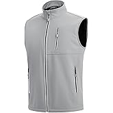 WULFUL Men's Windproof Lightweight Golf Vest Outerwear with Pockets, Softshell Sleeveless Jacket for Travel Hiking Running