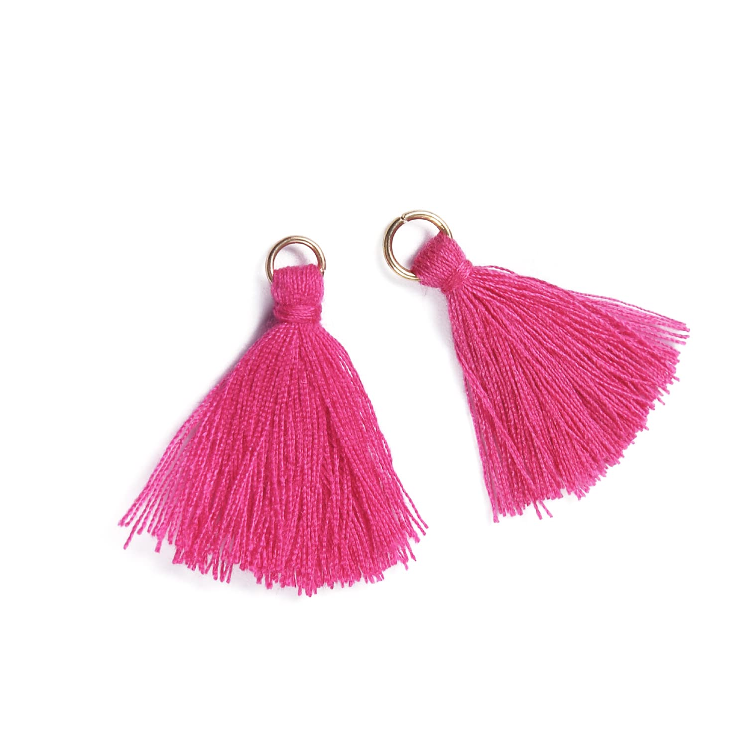 Duories Pack of 50 Mini Tassel Pendants, 3 cm Cotton Fringe Tassel Tassel Bracelet Key Chain Craft Tassel for Earrings Jewellery Making Bags Bookmark DIY Craft Accessories, Rose