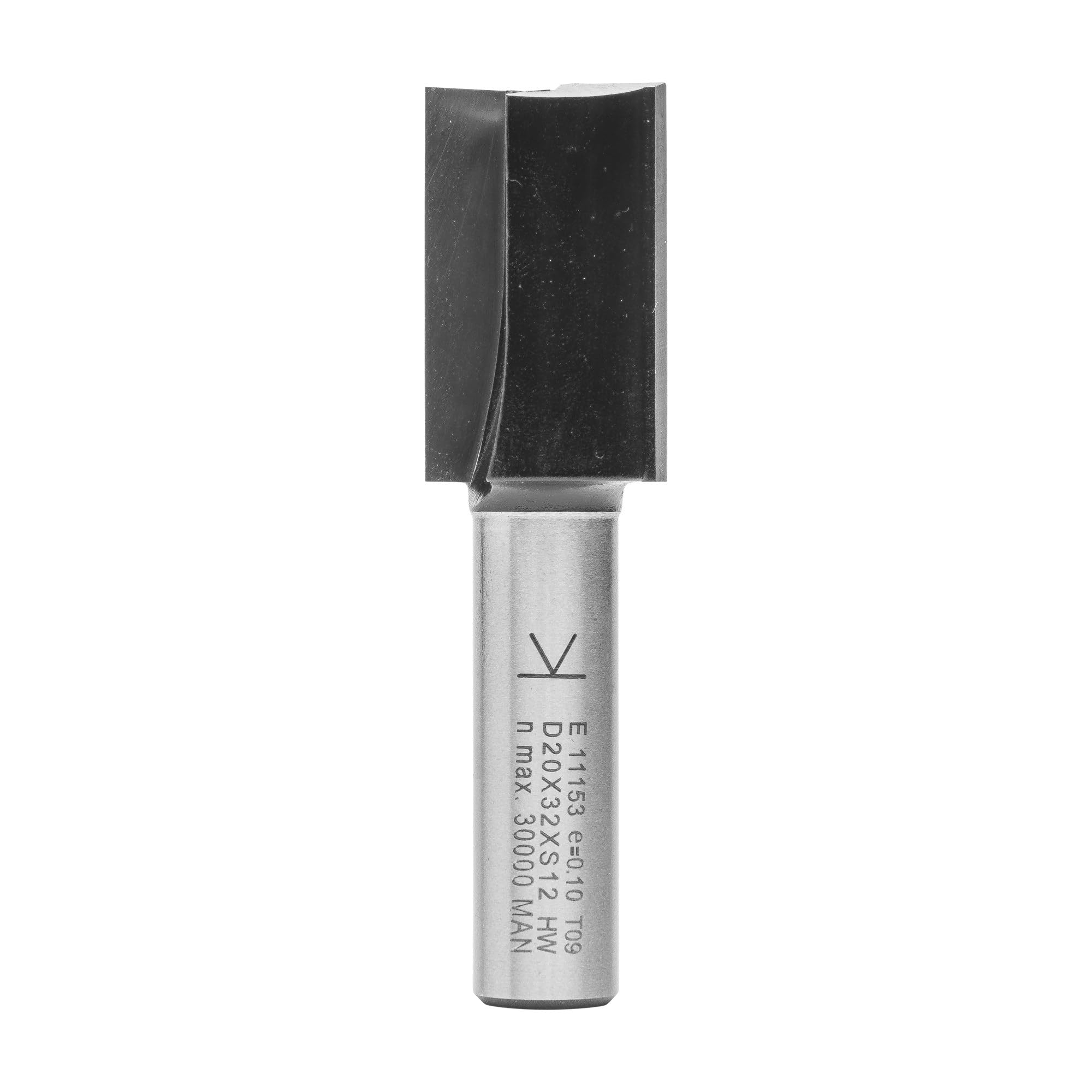 ENT 11153 Straight Cutter TC Shank (S) 12 mm, Diameter (D) 20 mm, NL 32 mm, SL 40 mm, GL 72 mm, with Tungsten Carbide TC Centre Tip
