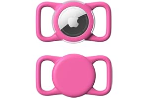 WHOSEID Waterproof Airtag Dog Collar Holder, Silicone & ABS Airtag Holder for Dog & Cat Collars, Ultra-Durable, Lightweight and Protective Airtag Case (Rose, Regular)