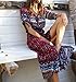 R.Vivimos Women's Summer Boho Button Up V Neck Floral Print Roll Up Causal Split Beach Midi Dresses (Medium, Red)