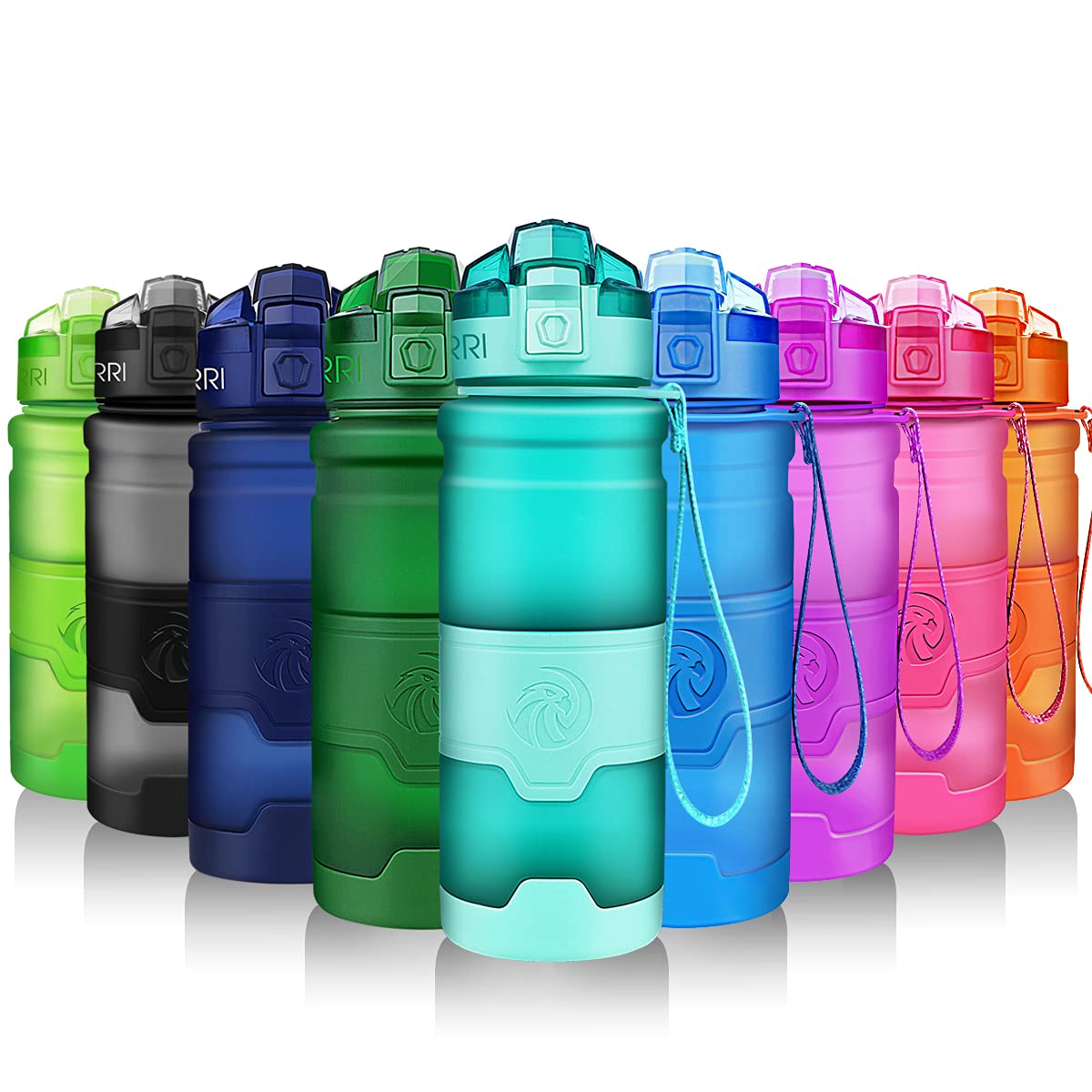 ZORRI Water Bottles, BPA Free Leakproof 32oz 1 litre Water Bottle for Kids|Eco Friendly Tritan Sports Water Bottle for Cycling,Running,Gym,Outdoor|With Fruit Infuser, Bottle Brush|1-Click Flip Top Lid