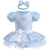 CinheyU Baby Girls Princess Costumes Birthday Romper Tutu Dress w/Headband Halloween Christmas Party Fancy Outfits