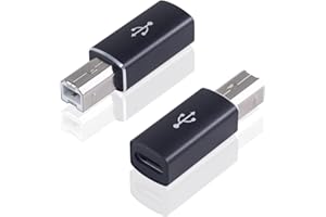 Danfetsoy USB C to USB B Printer Adapter, USB B Male to Type C Female Adapter, Type C to Type B Convert Connector for Printer, Electric Piano, Laptops (2pack, Black)