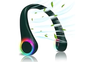 GULAKI Bladeless Portable Neck Fan - Rechargeable Hands Free USB Personal Fan Battery Operated with LED lights for Home Office Travel Indoor Outdoor (Dark Green)